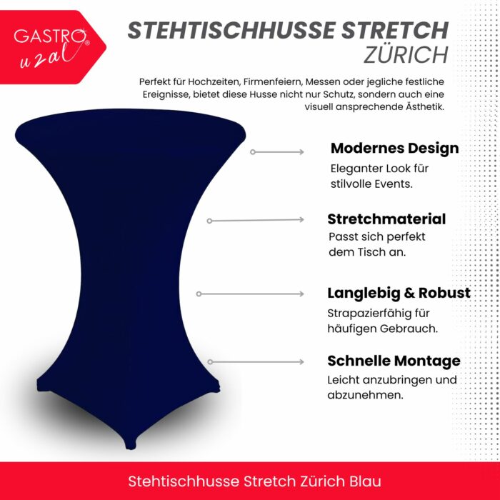 Stehtischhusse Stretch Zürich Blau