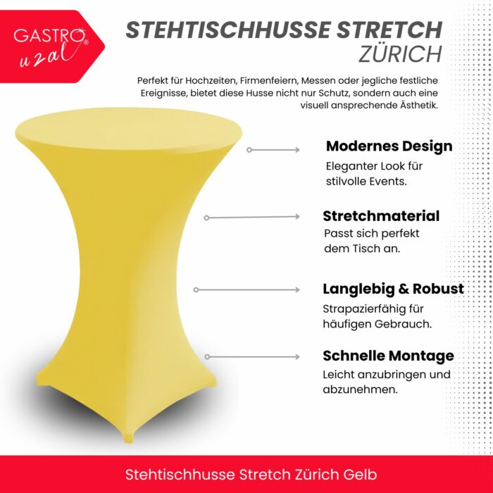 Stehtischhusse Stretch Zürich Gelb