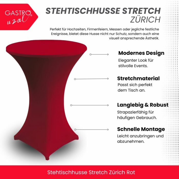 Stehtischhusse Stretch Zürich Bordeaux
