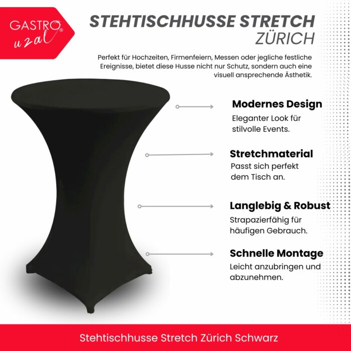 Stehtischhusse Stretch Zürich Schwarz