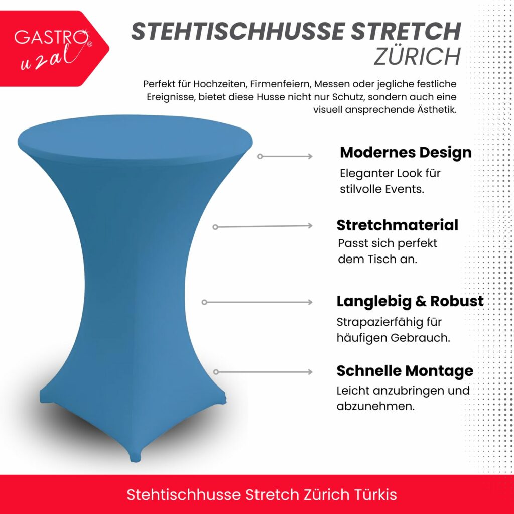 Stehtischhusse Stretch Zürich Türkis
