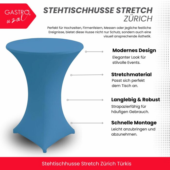 Stehtischhusse Stretch Zürich Türkis