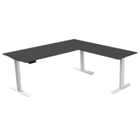 Steh-Sitztisch mit Anbautisch, 180x80x72-120+ 100×60 cm, anthrazit