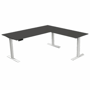 Steh-Sitztisch mit Anbautisch, 180x80x72-120+ 100×60 cm, anthrazit