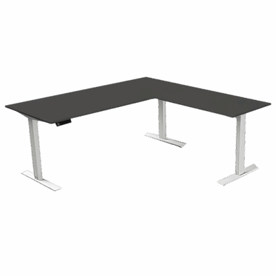 Steh-Sitztisch mit Anbautisch, 180x80x72-120+ 100×60 cm, anthrazit