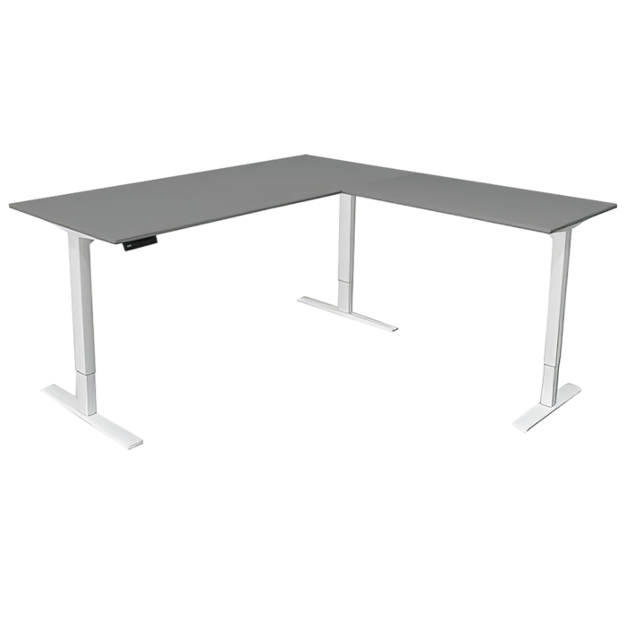 Steh-Sitztisch mit Anbautisch, 180x80x72-120+ 100×60 cm, grafit