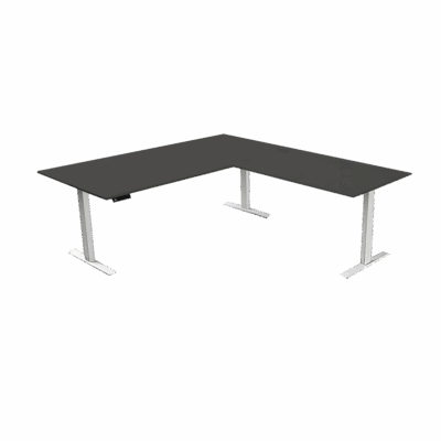 Steh-Sitztisch mit Anbautisch, 200x100x72-120+ 120×80 cm