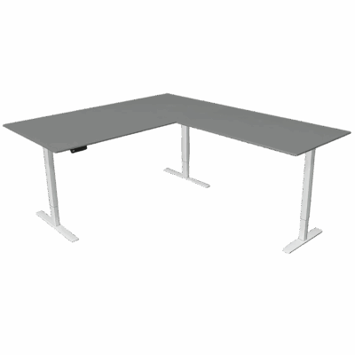 Steh-Sitztisch mit Anbautisch, 200x100x72-120+ 120×80 cm