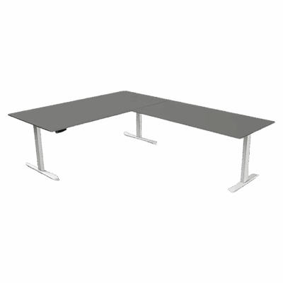 Steh-/Sitztisch 200x100x72-120+ 160x80 cm Grafit mit Anbautisch