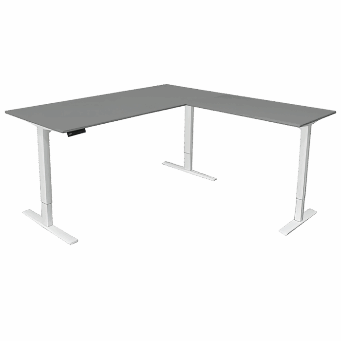 Steh-Sitztisch mit Anbautisch, 180x80x72-120+ 100×60 cm, grafit copy