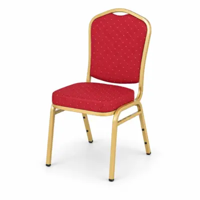 Bankettstuhl Expert ES 100 Rot mit roter gemusterter Polsterung und goldenem Metallgestell