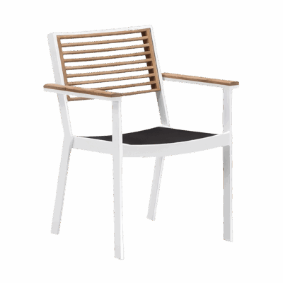 Terrassenstuhl York Weiß mit Armlehne