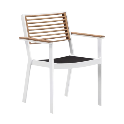 Terrassenstuhl York Weiß mit Armlehne