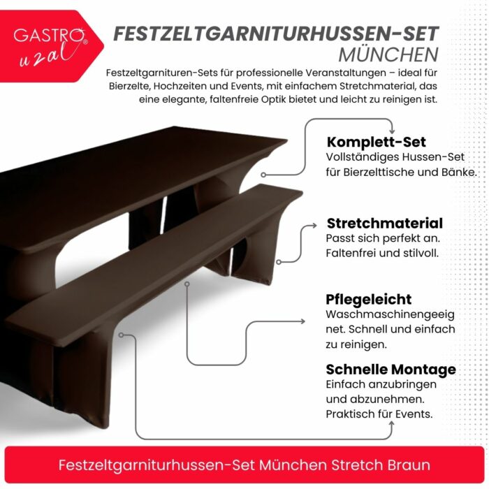 Festzeltgarniturhussen-Set München Stretch Braun