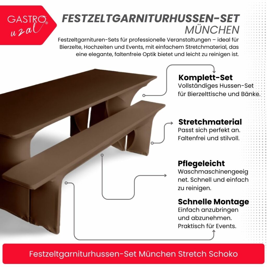 Festzeltgarniturhussen-Set München Stretch Schoko