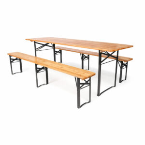 Bierzeltgarnitur Set Woody Strong – 3 Größen (220×50/70/80 cm)