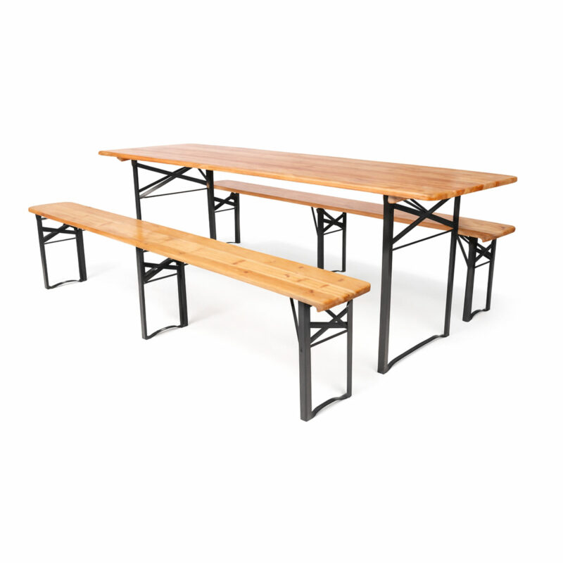 Bierzeltgarnitur Set Woody Strong – 3 Größen (220×50/70/80 cm)