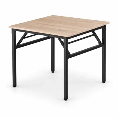 Banketttisch EC-HS mit heller Holzoptik, schwarzem Metallgestell und klappbarer Konstruktion