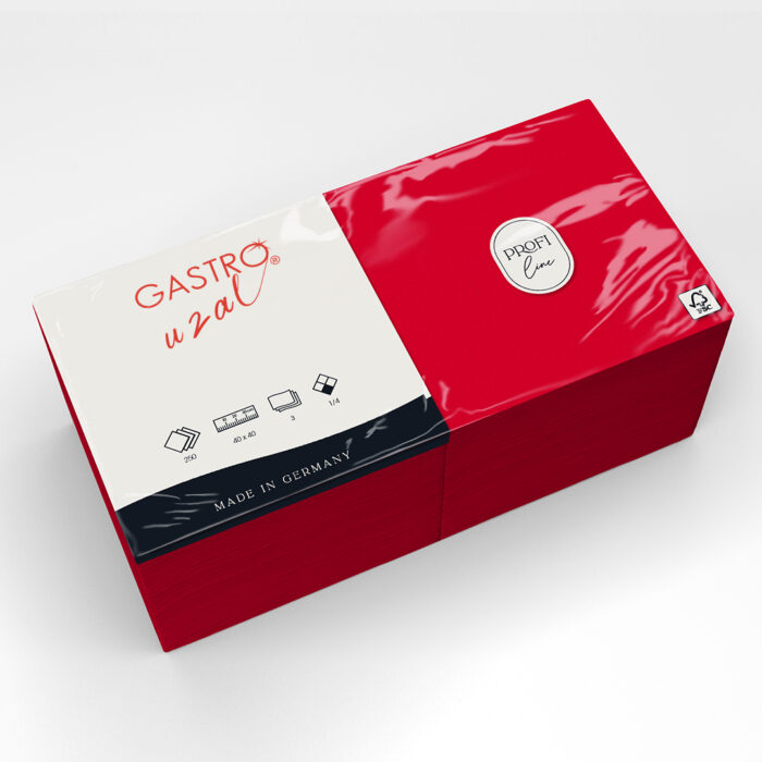 Gastro Uzal Zelltuchservietten Jalapeno Red 40 x 40 cm 1/4 Falzung 1000 Stück (3-lagig)
