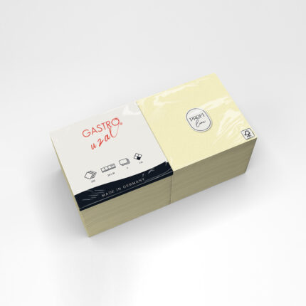 Gastro Uzal Zelltuchservietten Butter Cream 24 x 24 cm, 1/4 Falzung 1000 Stück (3-lagig)