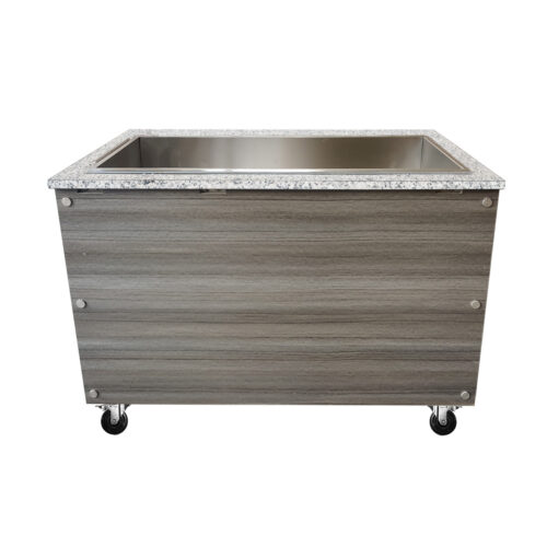 SNACK-Line Bain-Marie Theke 2x GN1/1, Granit rosa-grau, 88x82x85,5 Glasaufbau Klarglas schwarzer Rand, ohne Zwischenablage, H=396mm – Bild 3