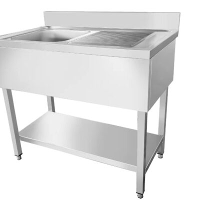 Spültisch aus Edelstahl II, ein Becken links (3 Größen)