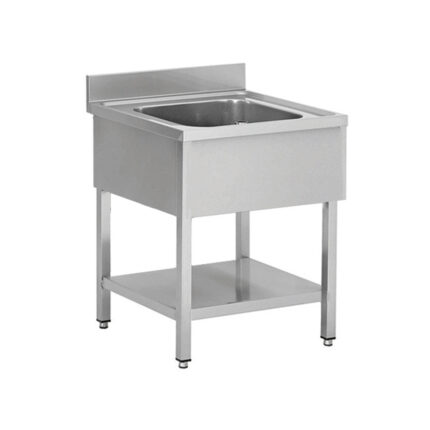Spültisch aus Edelstahl, ein Becken Mitte