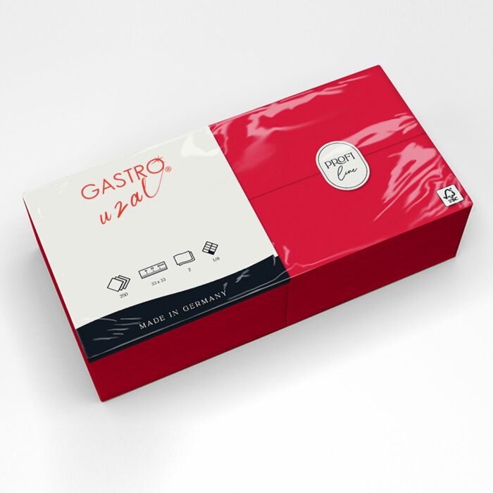 Gastro Uzal Zelltuchservietten Jalapeno Red 40x40cm 1/8 Falzung 1000 Stück (3-lagig)