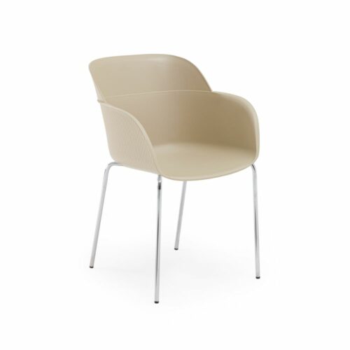 Stuhl Shell-M Beige mit Armlehne