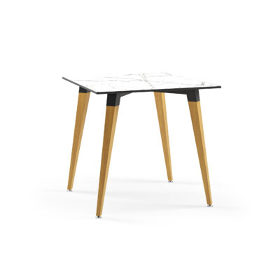 Quadratischer Tisch Holz Lamax Y Weißer Marmor
