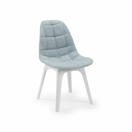 Stuhl Eos W Pad – Eisblau mit weißen Beinen