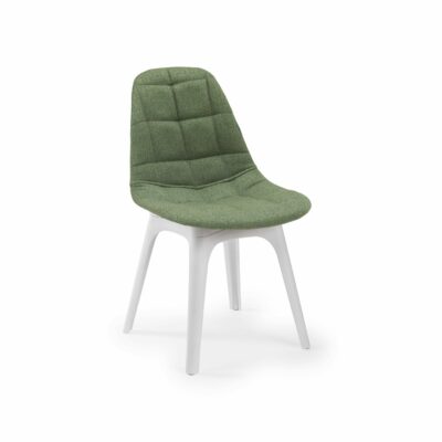 Stuhl Eos W Pad – Grün mit weißen Beinen