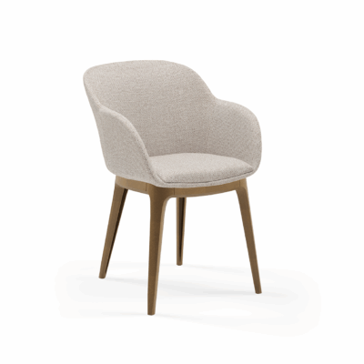 Stuhl Shell-W Pad Ecru mit Armlehne