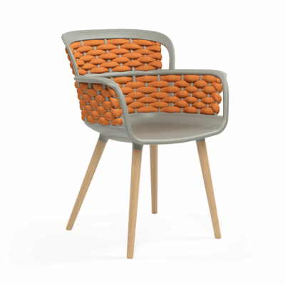 Stuhl Eva-N Geflecht Zementgrau & Orange