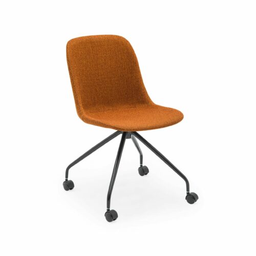 Stuhl Shell-O Pad Orange mit schwarzen Beinen – Bild 2