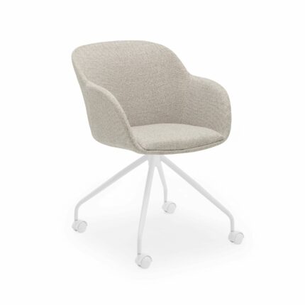 Stuhl Shell-O Pad Ecru mit Armlehne