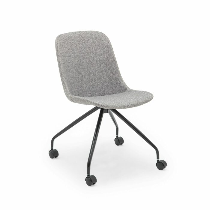 Stuhl Shell-O Pad Grau mit schwarzen Beinen