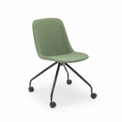 Stuhl Shell-O Pad Grün mit schwarzen Beinen