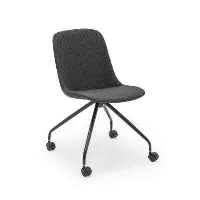 Stuhl Shell-O Pad Anthrazit mit schwarzen Beinen
