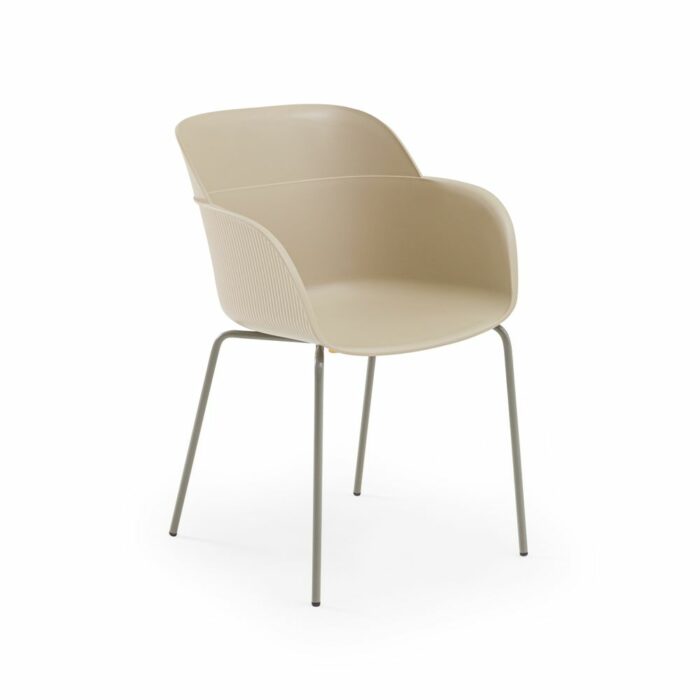 Stuhl Shell-M Beige mit Armlehne