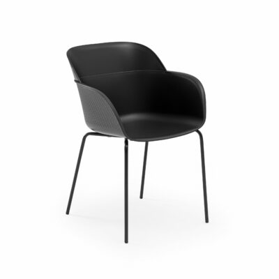 Stuhl Shell-M Schwarz mit Armlehne
