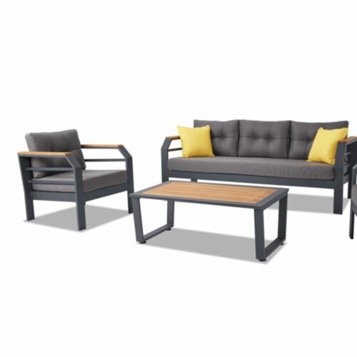 Gartenmöbel Set Assento Aluminium 3+1+1 mit Tisch Antrazit – Bild 2