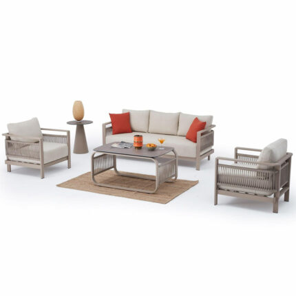 Gartenmöbel Set Venedik Aluminium 3+1+1 mit Tisch