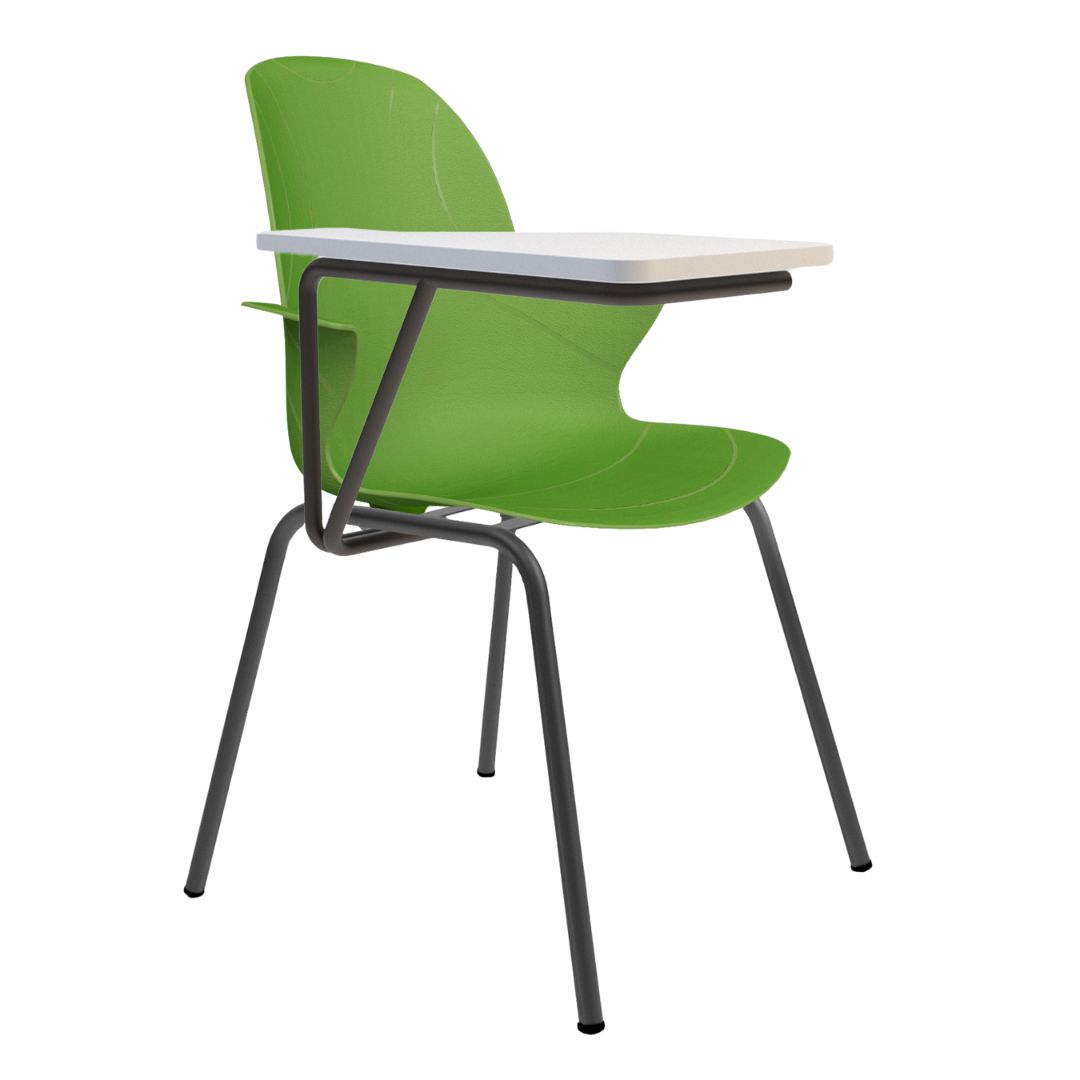Schulstuhl Linx | Metall 4-Fuß – Schreibtablett – Avocado