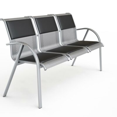 Wartezimmer Stuhl Petek | 3-Sitzer Schwarz