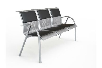 Wartezimmer Stuhl Petek | 3-Sitzer Schwarz