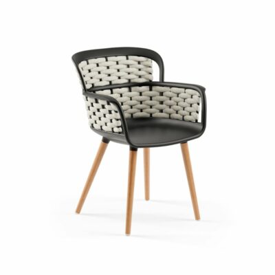 Stuhl Eva-N Geflecht Schwarz & Beige