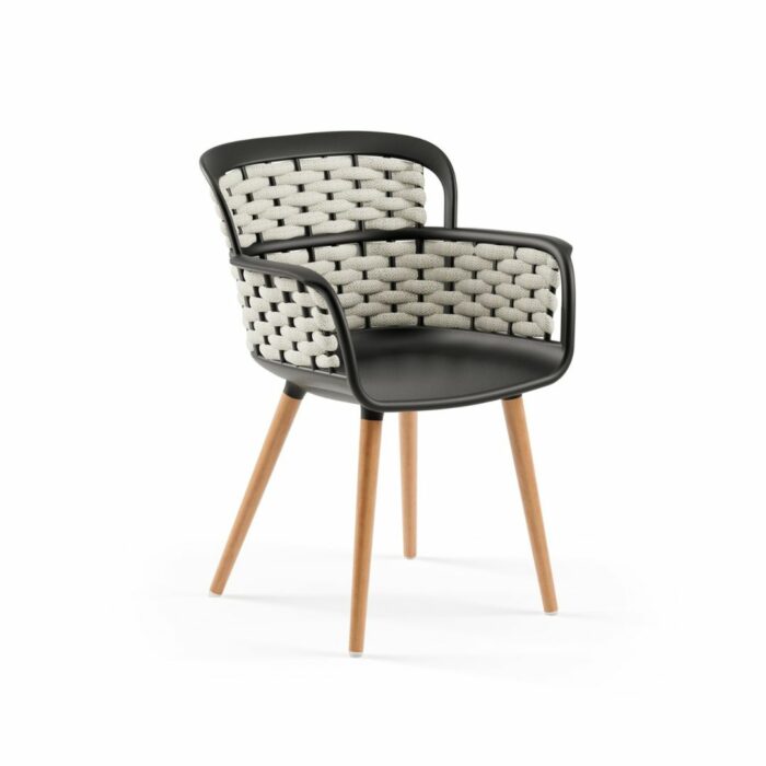 Stuhl Eva-N Geflecht Schwarz & Beige