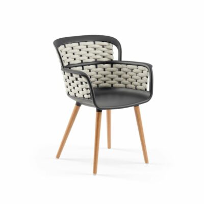 Stuhl Eva-N Geflecht Anthrazit & Beige