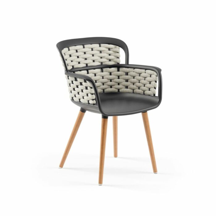 Stuhl Eva-N Geflecht Anthrazit & Beige